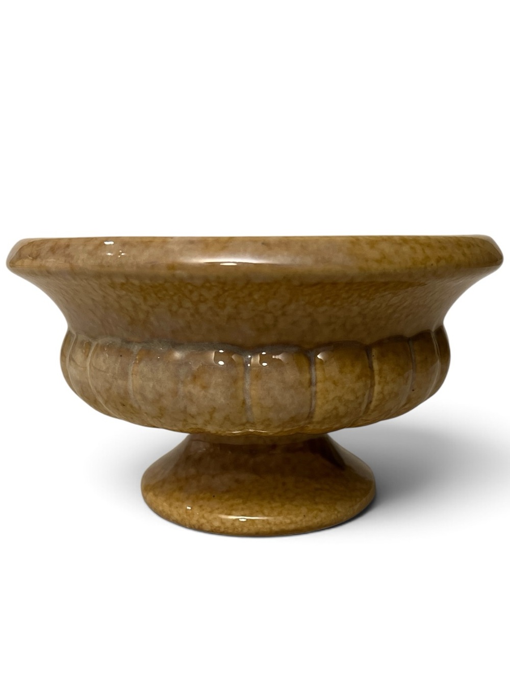Vintage Mustard Yellow Ribbed Footed Pottery Bowl Planter Haeger Style MCM - Picture 2 of 7